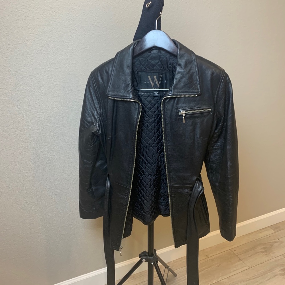 Winlit New York Black Belted Leather Jacket-XS